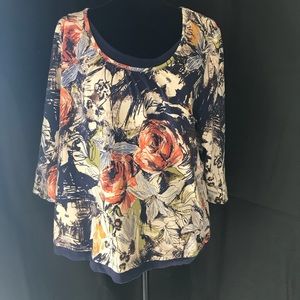 Cold water creek floral patterned top